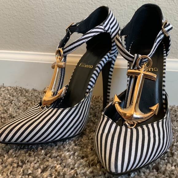 Athena Heels Size 6 NAUTICAL Heels - Picture 3 of 5